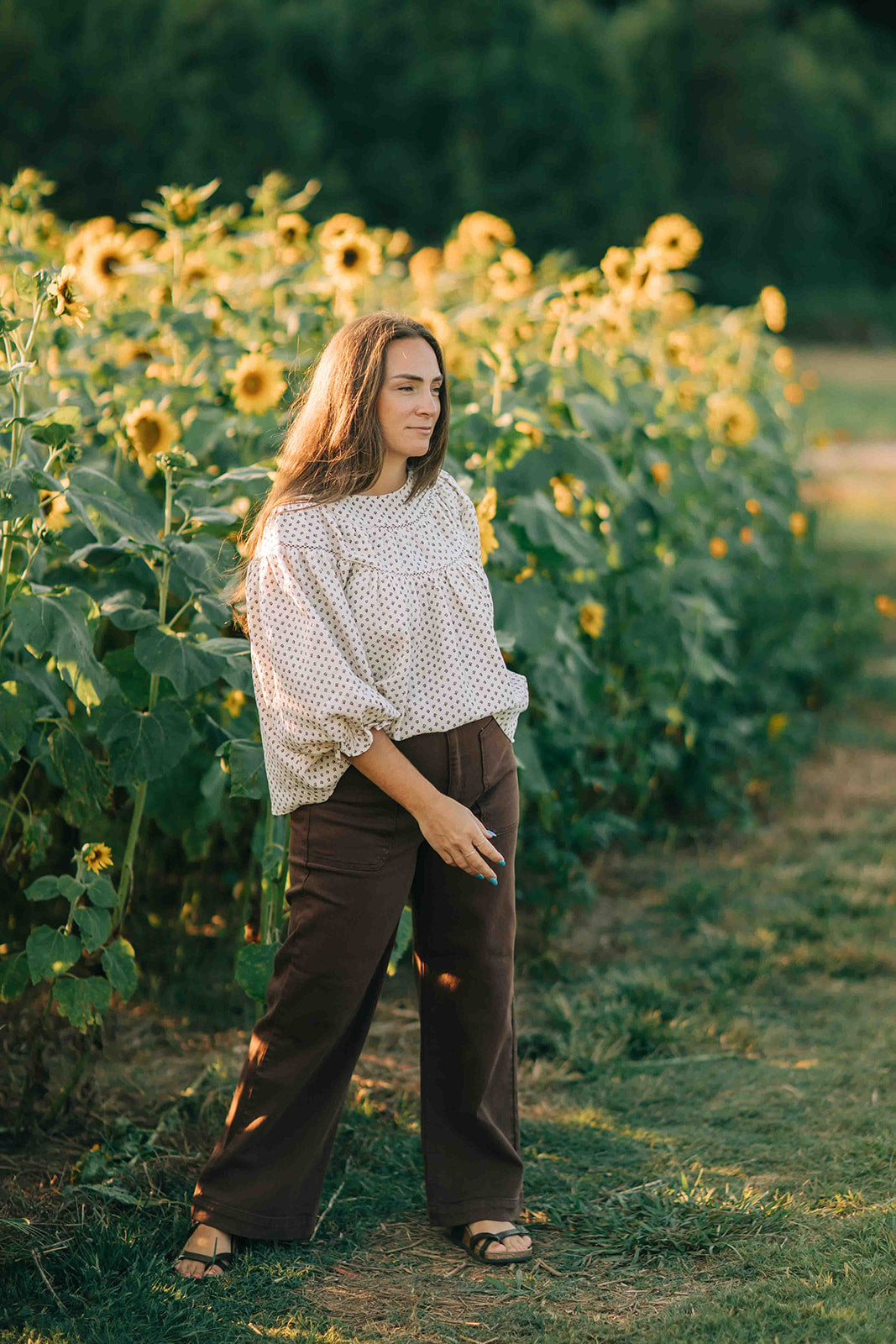 Primrose blouse--brown floral